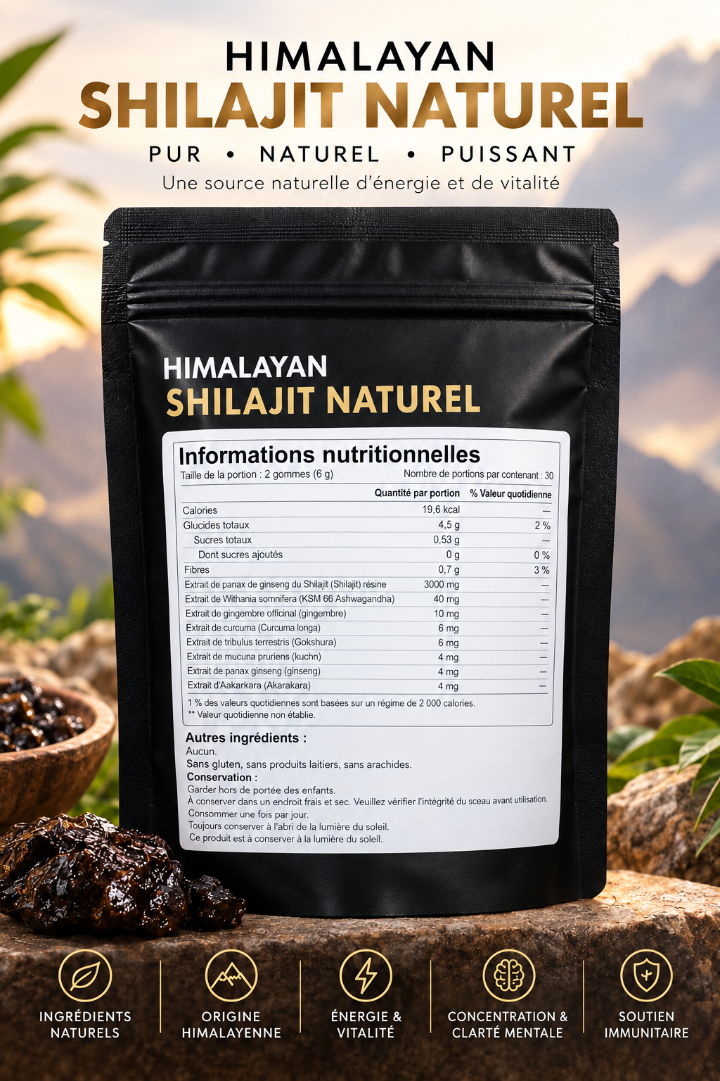 Gummies Shilajit Himalayen – 60 Gummies NOR BIOTECH