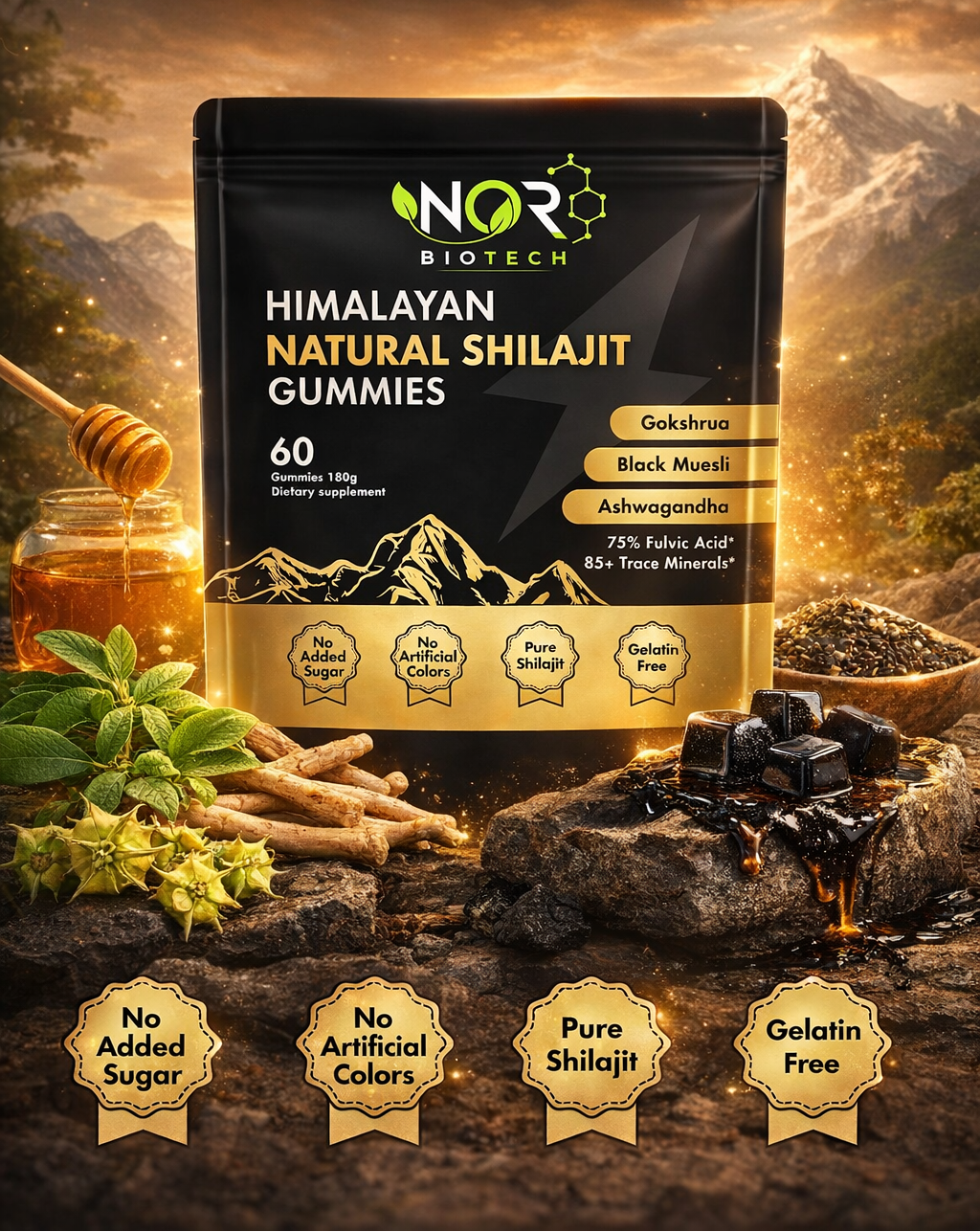 Gummies Shilajit Himalayen – 60 Gummies NOR BIOTECH